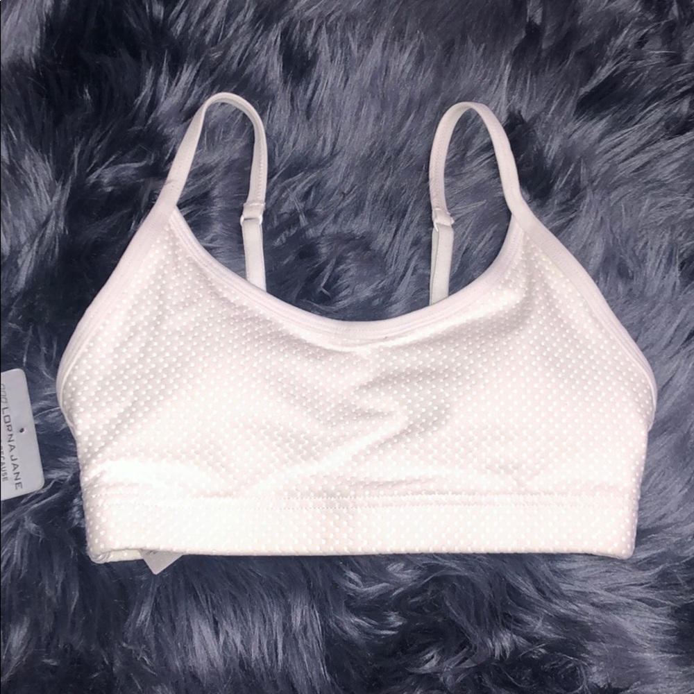 White mesh fabric sports bra